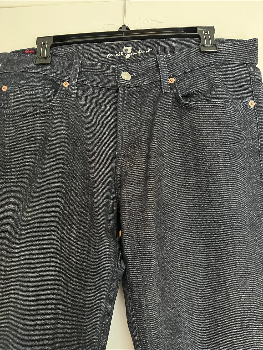 7 For All Mankind Boot Cut Dark Indigo Jeans 34 - Picture 3 of 9